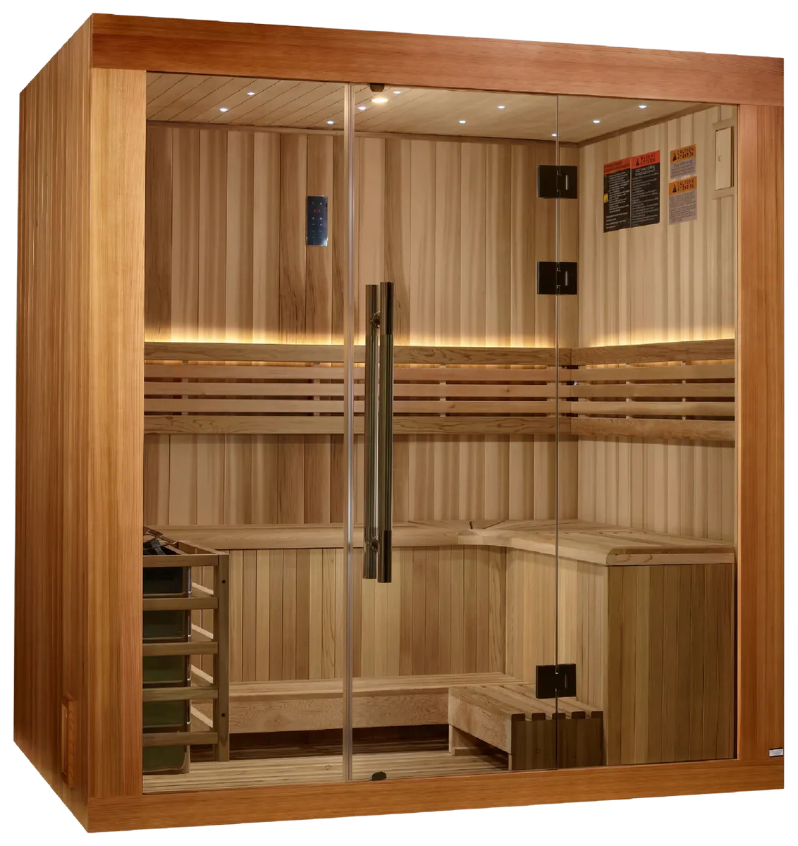 Golden Designs GDI-7389-02 Copenhagen Edition 3 Person Traditional Steam Sauna - Canadian Red Cedar Interior and Pacific Premium Clear Cedar Exterior (New)