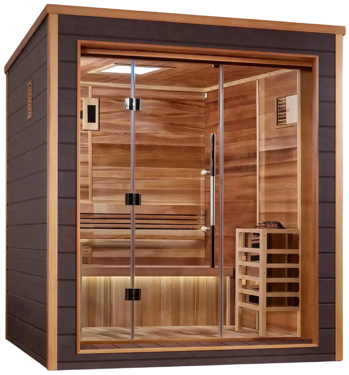 Golden Designs GDI-8203-01 Drammen 3 Person Outdoor-Indoor Traditional Sauna - Canadian Red Cedar Interior (New)