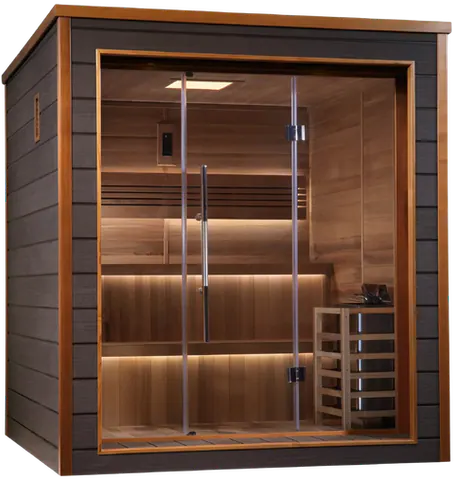 Golden Designs GDI-8206-01 Bergen 6 Person Outdoor-Indoor Traditional Sauna - Canadian Red Cedar Interior (New)