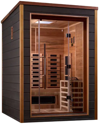 Golden Designs GDI-8222-01 Nora 2 Person Outdoor-Indoor PureTech Hybrid Full Spectrum Sauna - Canadian Red Cedar Interior (New)