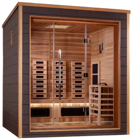 Golden Designs GDI-8223-01 Visby 3 Person Outdoor-Indoor PureTech Hybrid Full Spectrum Sauna - Canadian Red Cedar Interior (New)