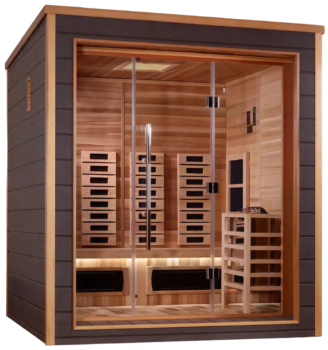 Golden Designs GDI-8223-01 Visby 3 Person Outdoor-Indoor PureTech Hybrid Full Spectrum Sauna - Canadian Red Cedar Interior (New)