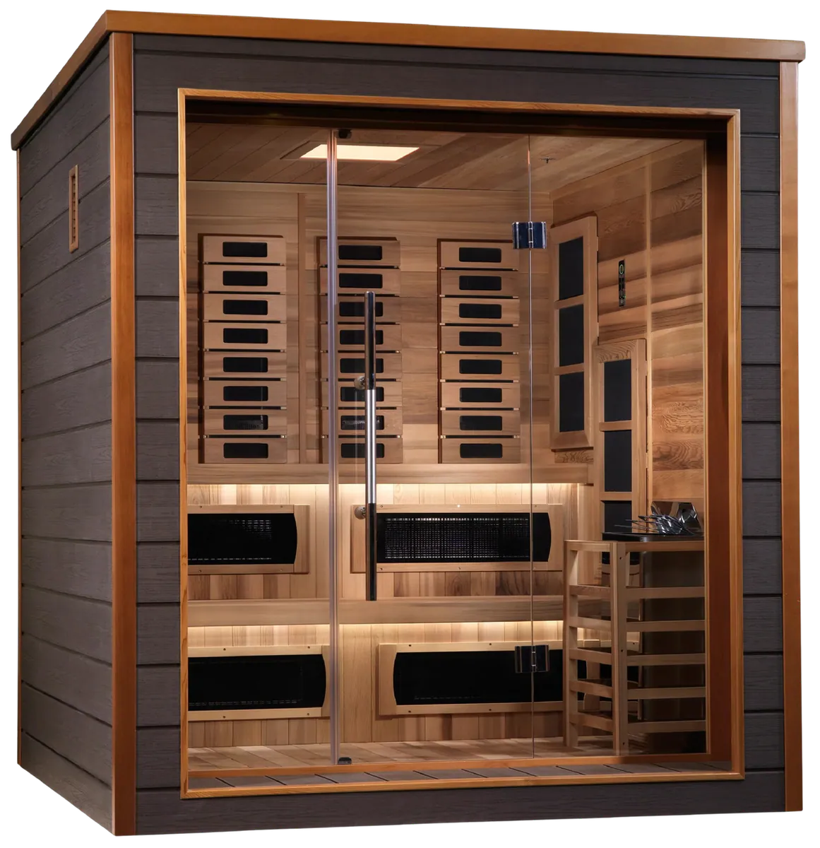 Golden Designs GDI-8226-01 Karlstad 6 Person Outdoor-Indoor PureTech Hybrid Full Spectrum Sauna - Canadian Red Cedar Interior (New)
