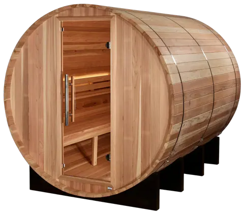 Golden Designs GDI-B006-01 Klosters 6 Person Barrel Traditional Sauna - Pacific Cedar (New)