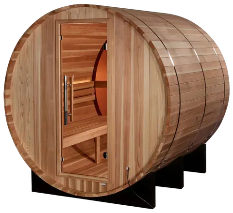 Golden Designs GDI-B024-01 Zurich 4 Person Barrel with Bronze Privacy View - Traditional Sauna - Pacific Cedar (New)