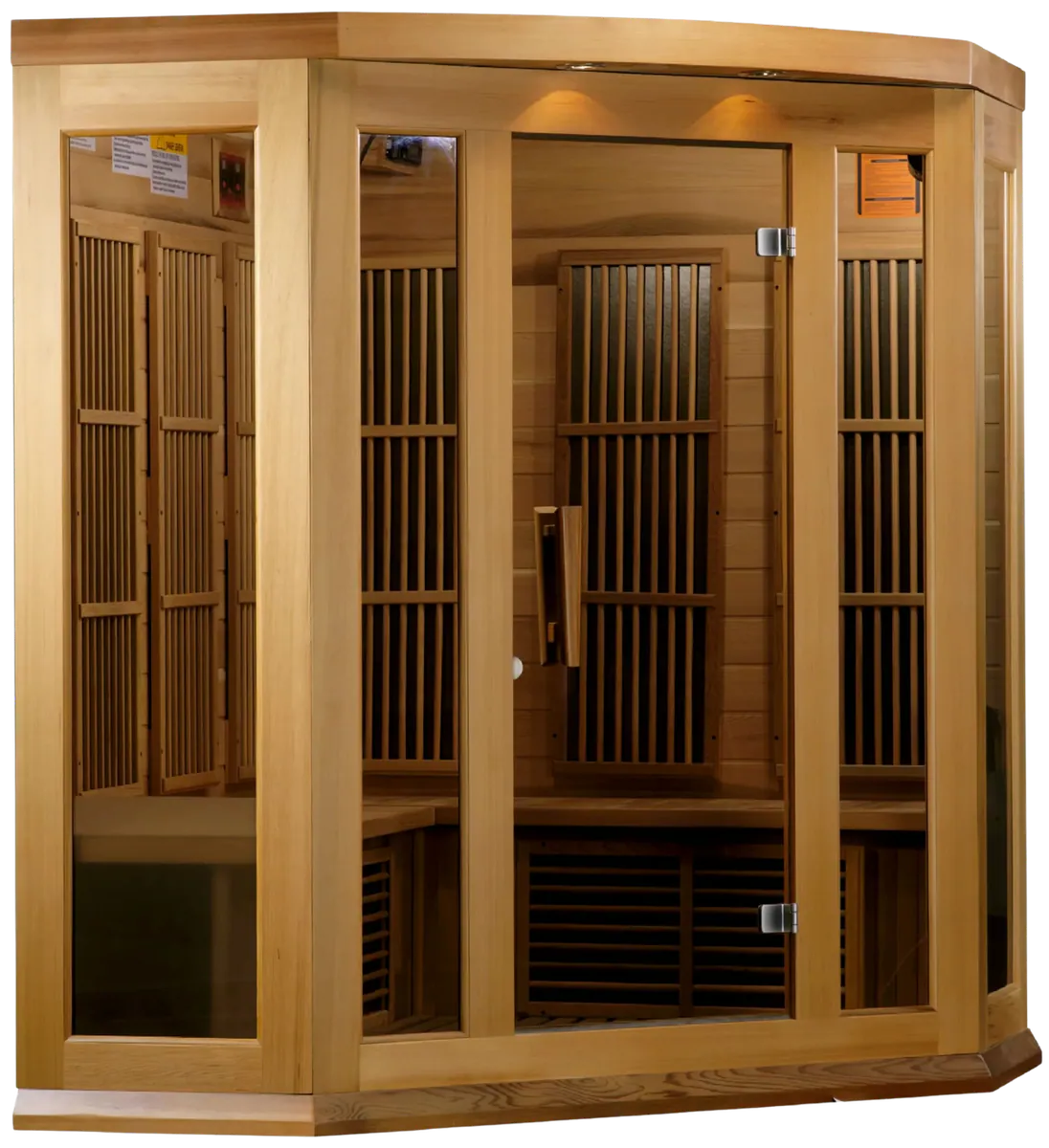 GoldenDesigns MX-K356-01-ZF CED Canadian Red Cedar Maxxus 3 Person Corner Near Zero EMF FAR Infrared Sauna (New)