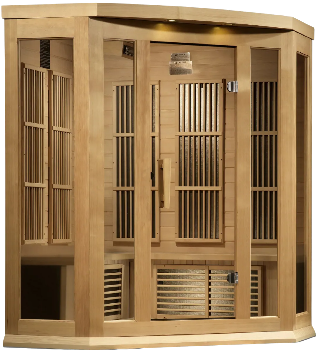 GoldenDesigns MX-K356-01-ZF Hemlock Maxxus 3 Person Corner Near Zero EMF FAR Infrared Sauna (New)